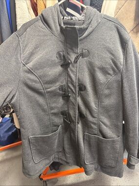 Yoki Women's Gray Hooded Toggle Coat